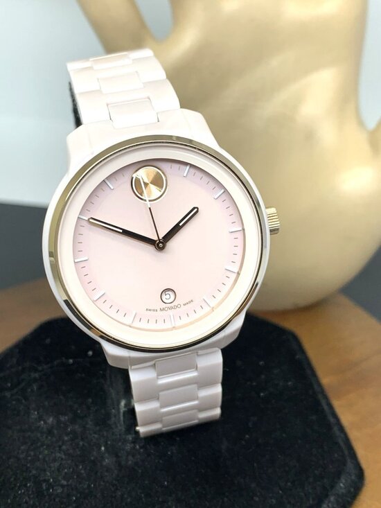 Movado Women\'s Watch 3600935 Bold Verso Swiss Quartz Pink Ceramic 38mm